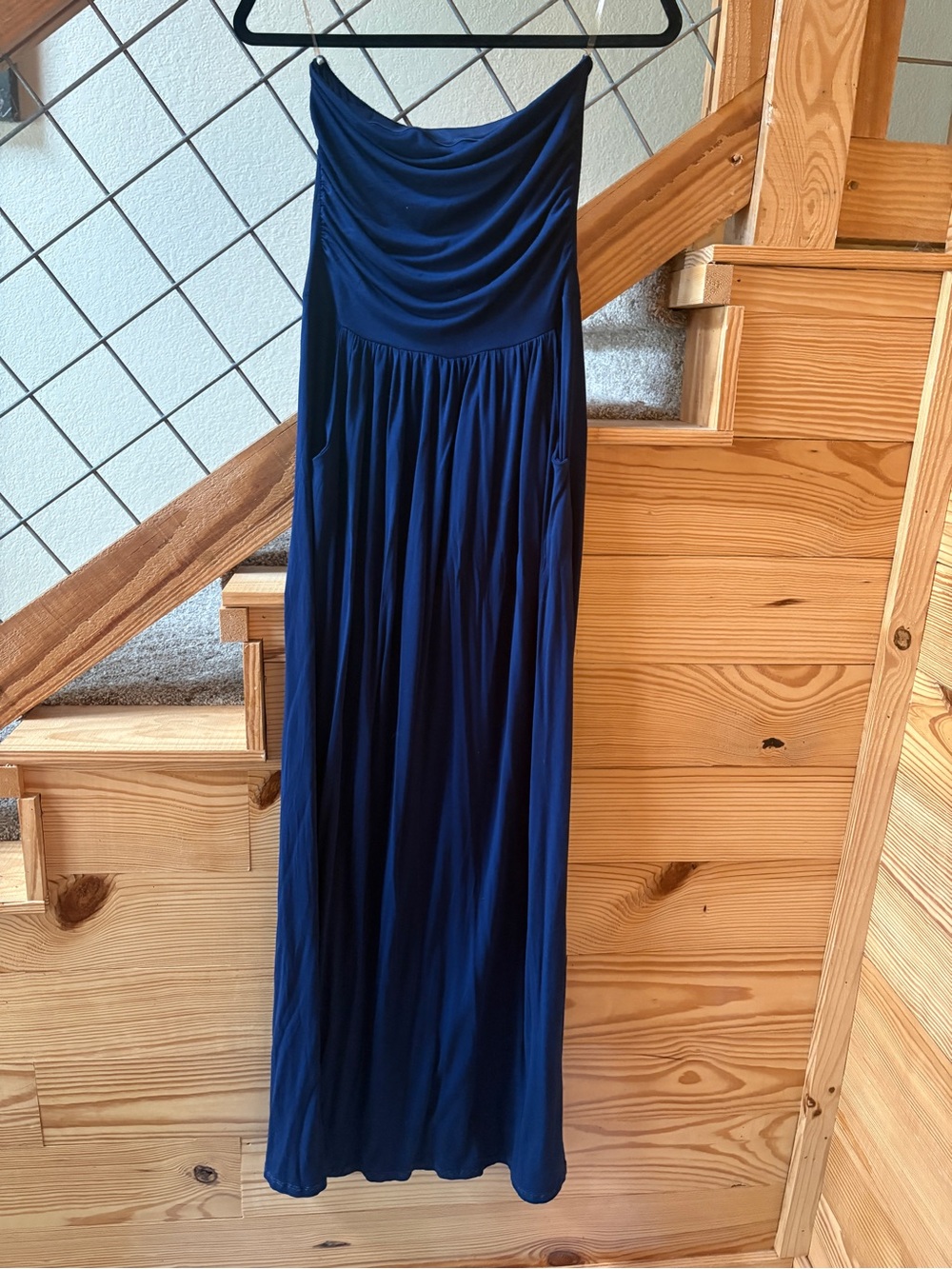 Navy Blue Strapless Maxi Dress